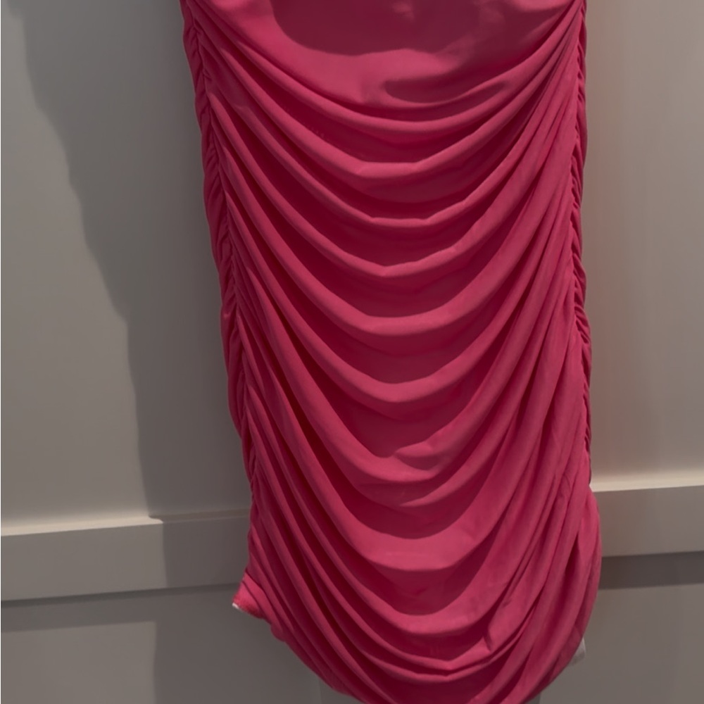 NWT and Sold Out Online! Lucy in the Sky Mesh Off Shoulder Bodycon Dress in Pink - Picture 5 of 6